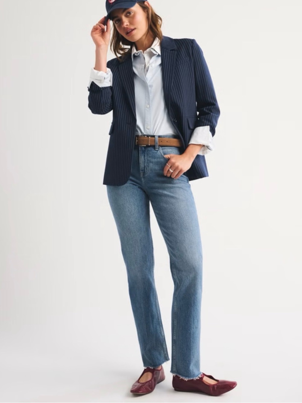 High-Rise Straight Jeans in Medium Blue